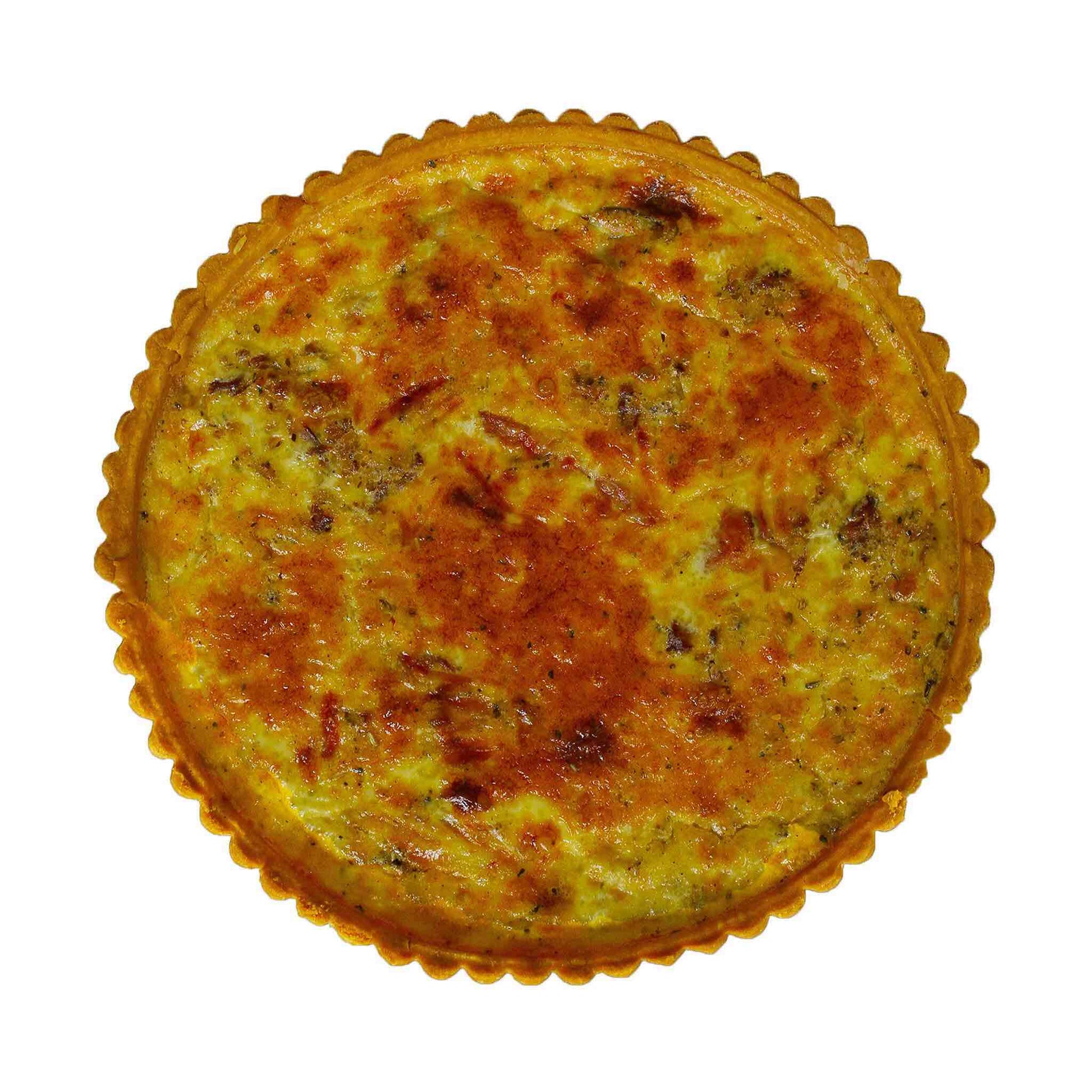 Top view of the 24cm duck and leek quiche.